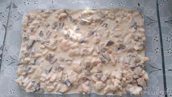 Рецепт: Куриное филе с картофелем в сливочном соусе - с грибами Рецепт: Куриное филе с картофелем в сливочном соусе - с грибами