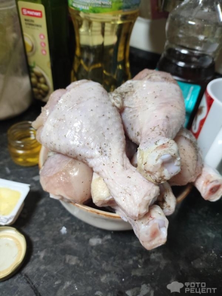 Рецепт: Куриные ножки в медовом соусе с рисом - С соевым соусом