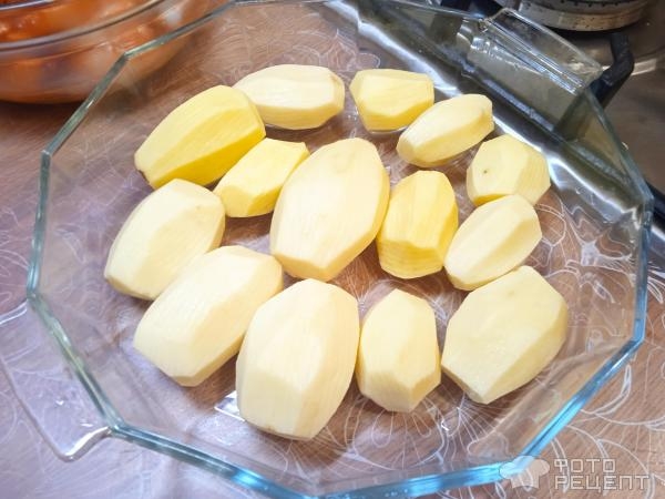 Рецепт: Куриные ножки запеченные с картошкой - в СВЧ