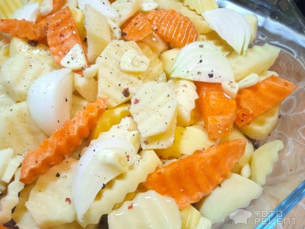 Рецепт: Куриные ножки запеченные с картошкой - в СВЧ