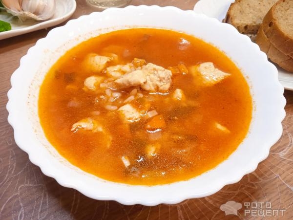 Рецепт: Куриный суп с рисом - и томатами и без картофеля Рецепт: Куриный суп с рисом - и томатами и без картофеля