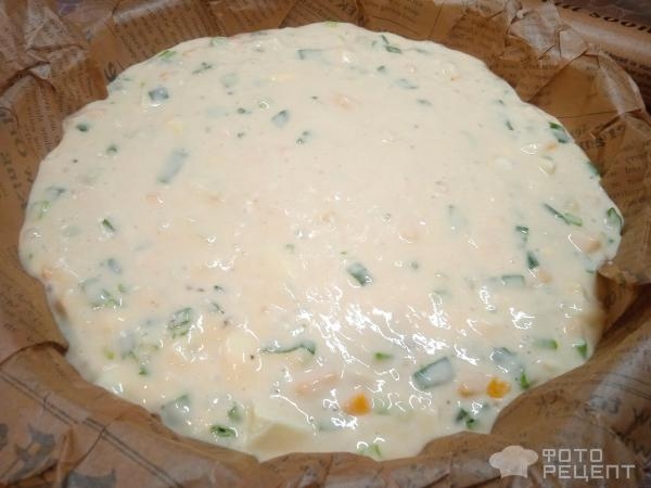Рецепт: Ленивый пирог с яйцом и зеленым луком - и сыром
