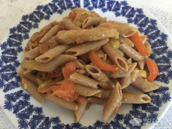 Рецепт: Макароны из полбы с овощами и томатным крем-соусом на масле ГХИ - За 15 минут Рецепт: Макароны из полбы с овощами и томатным крем-соусом на масле ГХИ - За 15 минут