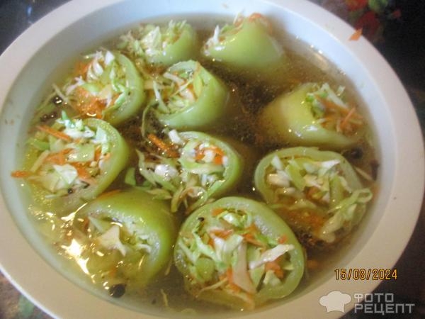 Рецепт: Маринованный перец фаршированный капустой - за два дня Рецепт: Маринованный перец фаршированный капустой - за два дня