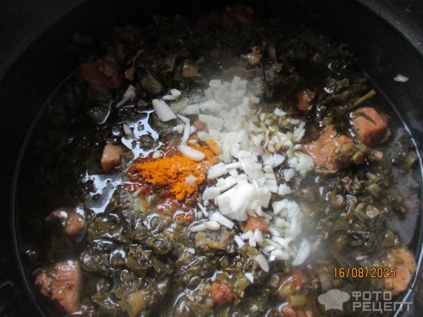 Рецепт: Мясо тушеное с зеленью - типа "сябзи говурма"