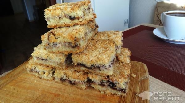 Рецепт: Насыпной творожный пирог с орехами - быстро , вкусно и много...