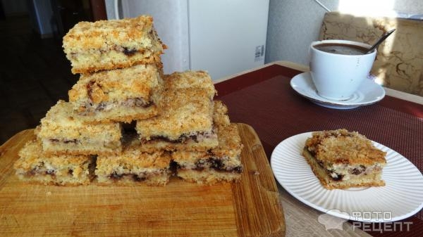 Рецепт: Насыпной творожный пирог с орехами - быстро , вкусно и много...