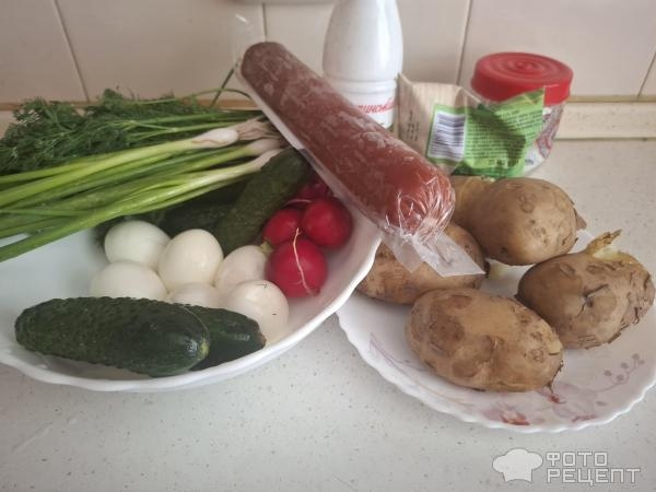 Рецепт: Окрошка с колбасой - Готовлю с любовью. Рецепт: Окрошка с колбасой - Готовлю с любовью.