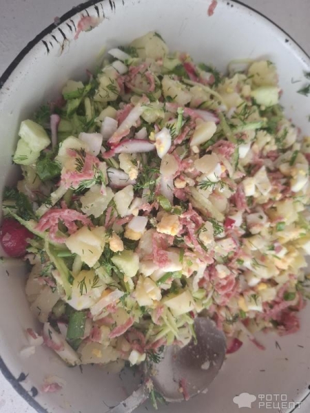 Рецепт: Окрошка с колбасой - Готовлю с любовью. Рецепт: Окрошка с колбасой - Готовлю с любовью.