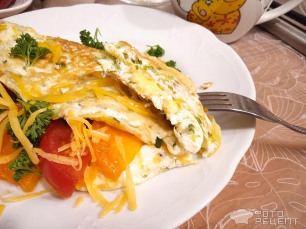 Рецепт: Омлет с кабачком и томатами - и сыром Рецепт: Омлет с кабачком и томатами - и сыром