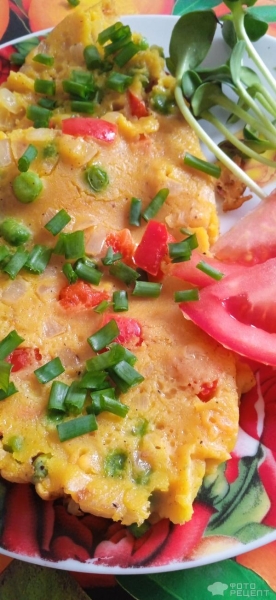 Рецепт: Омлет веганский или фритатта с овощами - Из гороховой муки, постное блюдо Рецепт: Омлет веганский или фритатта с овощами - Из гороховой муки, постное блюдо