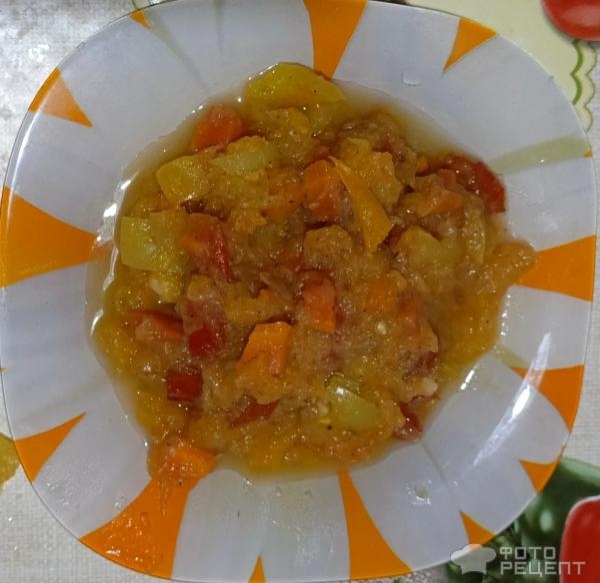 Рецепт: Овощное рагу из кабачка - с болгарским перцем