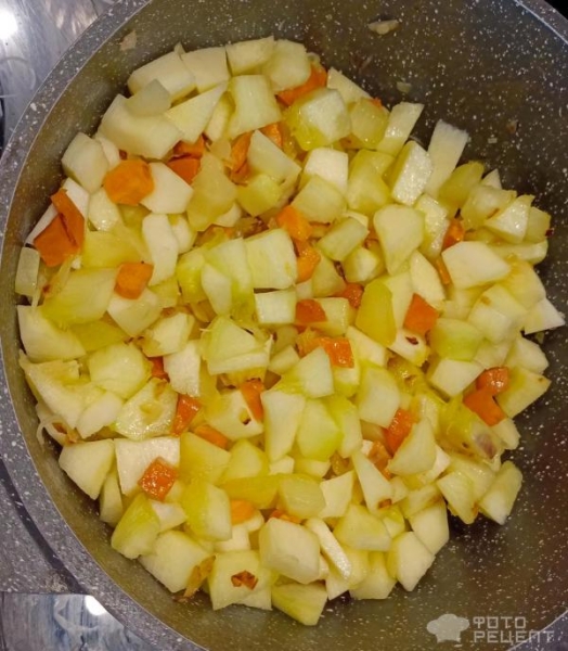 Рецепт: Овощное рагу из кабачка - с болгарским перцем