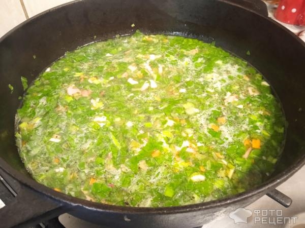 Рецепт: Овощной суп с сосисками - и шпинатом