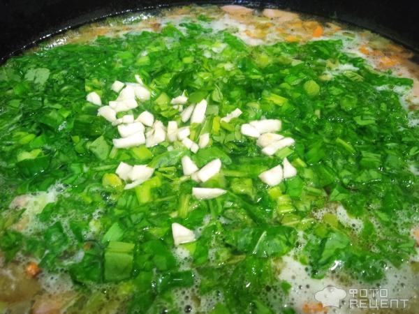 Рецепт: Овощной суп с сосисками - и шпинатом