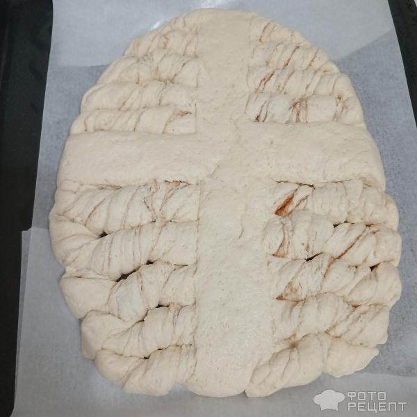 Рецепт: Пасхальный пирог - Сдобный слоёный пирог "Пасхальное яйцо" из дрожжевого теста в праздничном оформлении. Рецепт: Пасхальный пирог - Сдобный слоёный пирог "Пасхальное яйцо" из дрожжевого теста в праздничном оформлении.