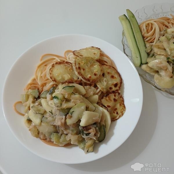 Рецепт: Паста алла Нерано - Спагетти с жареными кабачками, огурцами и чесноком. Лёгкое и ароматное летнее блюдо. Рецепт: Паста алла Нерано - Спагетти с жареными кабачками, огурцами и чесноком. Лёгкое и ароматное летнее блюдо.