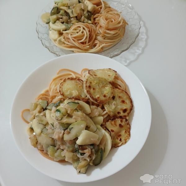 Рецепт: Паста алла Нерано - Спагетти с жареными кабачками, огурцами и чесноком. Лёгкое и ароматное летнее блюдо. Рецепт: Паста алла Нерано - Спагетти с жареными кабачками, огурцами и чесноком. Лёгкое и ароматное летнее блюдо.