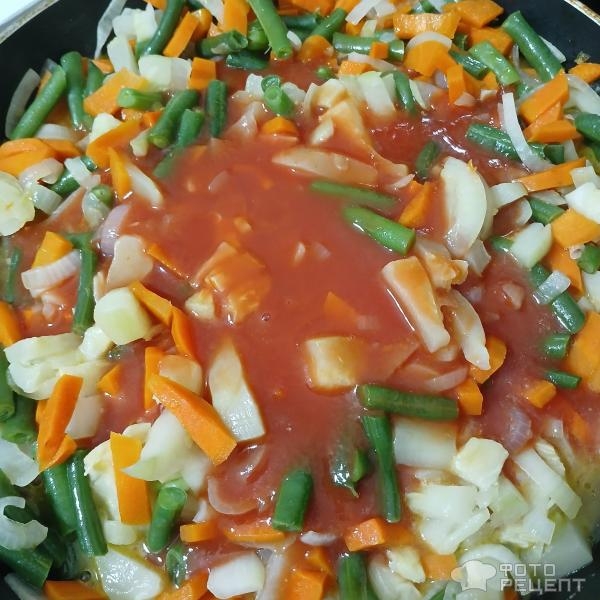 Рецепт: Паста триполини в томатном соусе с овощами - Рецепт быстрого ужина... или обеда:) Продолжаем пробовать макаронные новинки:)