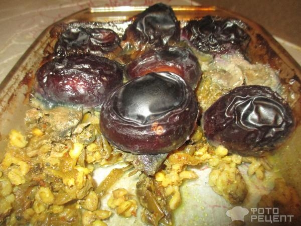 Рецепт: Печень под сливами - оригинальный сытный обед Рецепт: Печень под сливами - оригинальный сытный обед