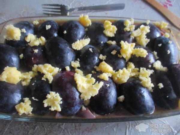 Рецепт: Печень под сливами - оригинальный сытный обед Рецепт: Печень под сливами - оригинальный сытный обед