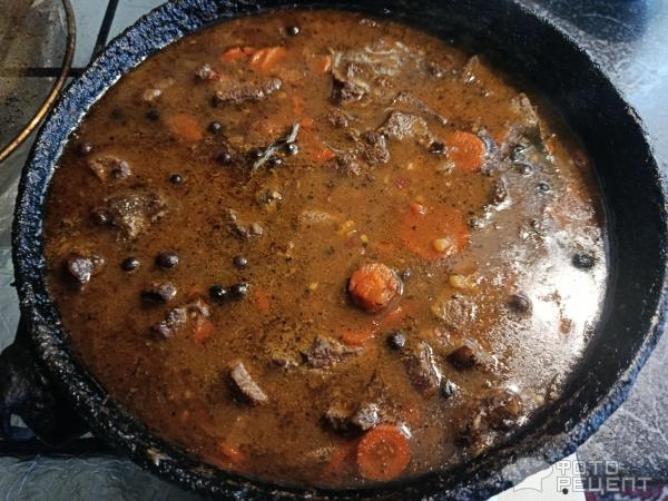 Рецепт: Печень свиная тушеная - с луком и морковью Рецепт: Печень свиная тушеная - с луком и морковью