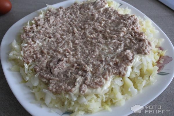 Рецепт: Печень трески "под шубой" - Старая гавань