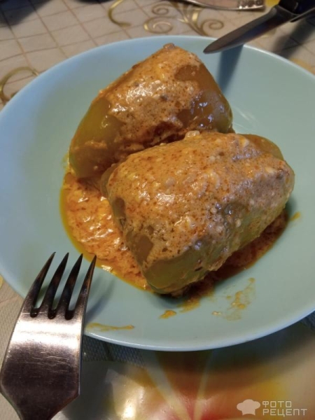 Рецепт: Перец болгарский фаршированный - С мясом и овощами Рецепт: Перец болгарский фаршированный - С мясом и овощами