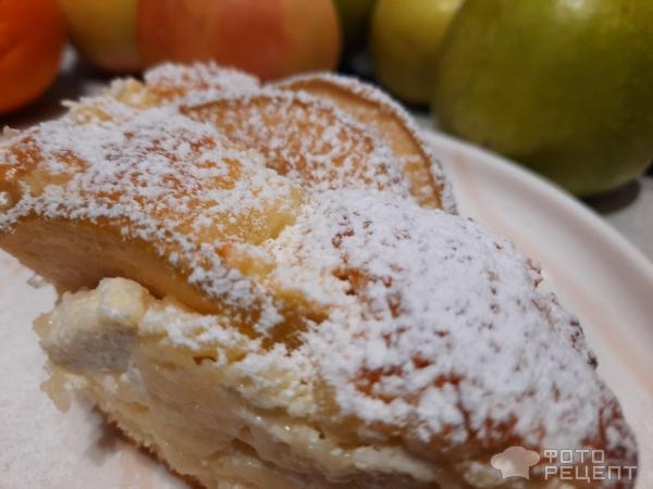 Рецепт: Пирог яблочный быстрый - С творогом. Рецепт: Пирог яблочный быстрый - С творогом.