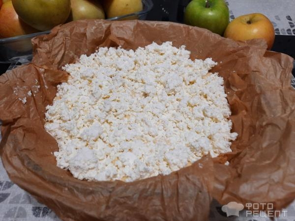 Рецепт: Пирог яблочный быстрый - С творогом. Рецепт: Пирог яблочный быстрый - С творогом.