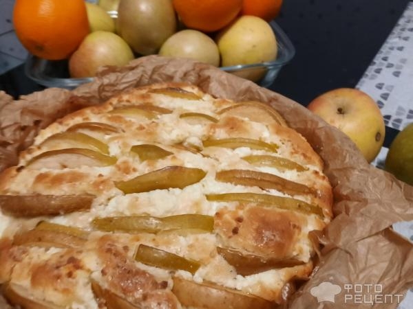 Рецепт: Пирог яблочный быстрый - С творогом. Рецепт: Пирог яблочный быстрый - С творогом.