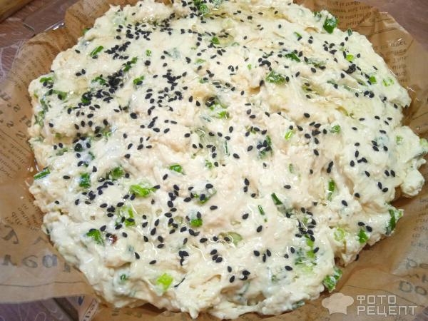 Рецепт: Пирог на кефире - с зелёным луком Рецепт: Пирог на кефире - с зелёным луком