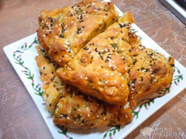 Рецепт: Пирог на кефире - с зелёным луком Рецепт: Пирог на кефире - с зелёным луком