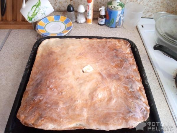 Рецепт: Пирог с фаршем, картофелем, капустой - По-домашнеиу