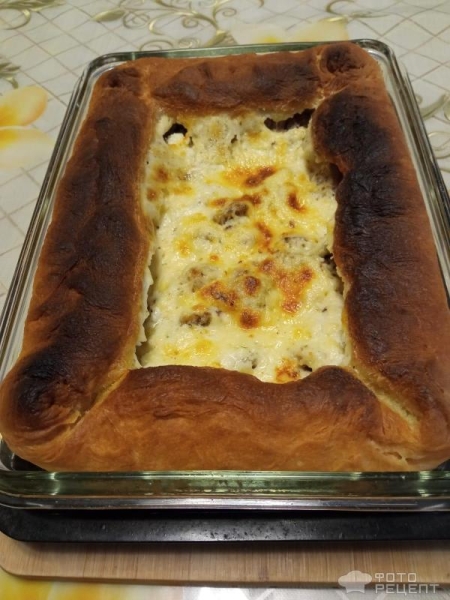 Рецепт: Пирог с налимом - Открытый пирог, с молочным соусом Рецепт: Пирог с налимом - Открытый пирог, с молочным соусом