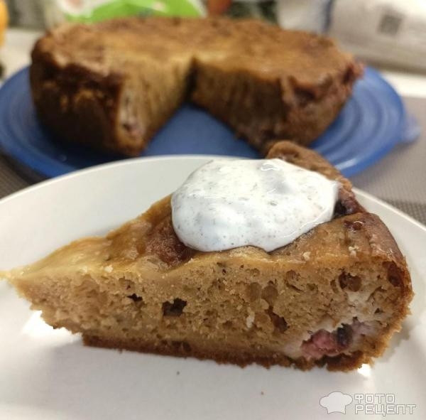 Рецепт: Пирог в мультиварке - С кефиром, чиа, замороженными фруктами и протеином Рецепт: Пирог в мультиварке - С кефиром, чиа, замороженными фруктами и протеином