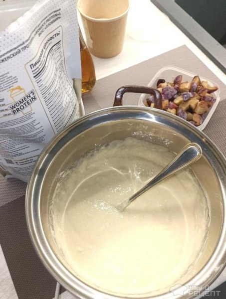 Рецепт: Пирог в мультиварке - С кефиром, чиа, замороженными фруктами и протеином Рецепт: Пирог в мультиварке - С кефиром, чиа, замороженными фруктами и протеином