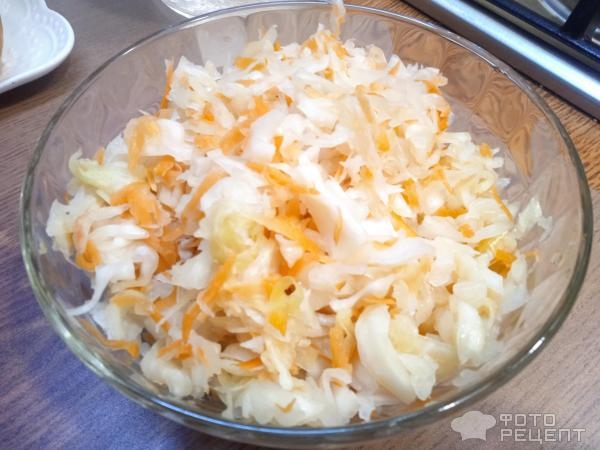 Рецепт: Постный овощной салат - с квашеной капустой