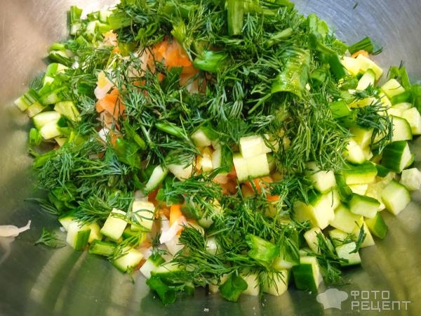 Рецепт: Постный овощной салат - с квашеной капустой