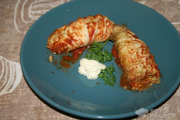 Рецепт: Рулетики из пекинской капусты - два вида подачи Рецепт: Рулетики из пекинской капусты - два вида подачи