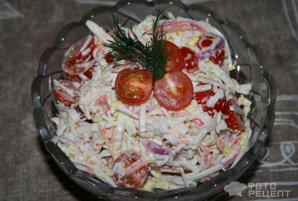 Рецепт: Салат из крабовых палочек с овощами - легкий и воздушный Рецепт: Салат из крабовых палочек с овощами - легкий и воздушный