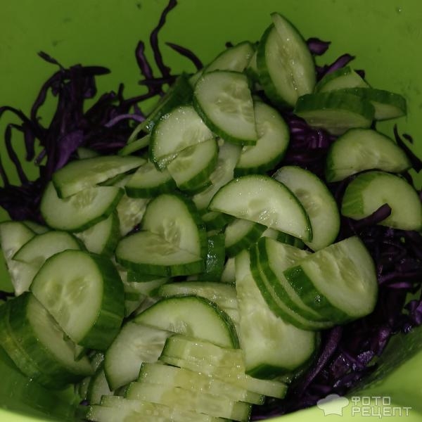 Рецепт: Салат из краснокочанной капусты с горошком и огурцами - Рецепт лёгкого и питательного овощного салата Рецепт: Салат из краснокочанной капусты с горошком и огурцами - Рецепт лёгкого и питательного овощного салата