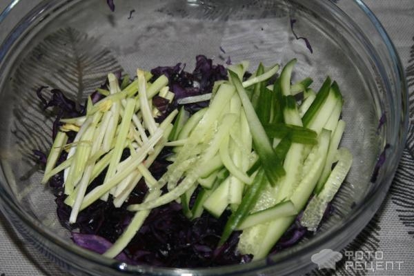 Рецепт: Салат из краснокочанной капусты - с крабовыми палочками и овощами Рецепт: Салат из краснокочанной капусты - с крабовыми палочками и овощами