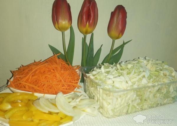 Рецепт: Салат из легкого с овощами - на скорую руку