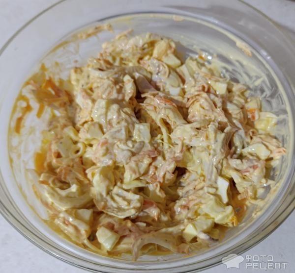 Рецепт: Салат кальмары с овощами - Самый вкусный салат с кальмарами!