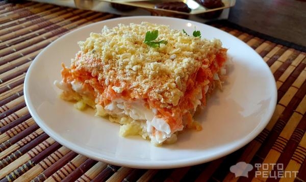 Рецепт: Салат "Мимоза" классический - С консервированным тунцом Рецепт: Салат "Мимоза" классический - С консервированным тунцом