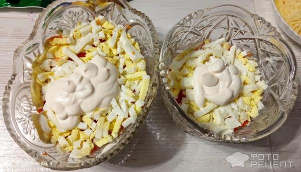 Рецепт: Салат с куриной грудкой и шампиньонами - под "шубой"