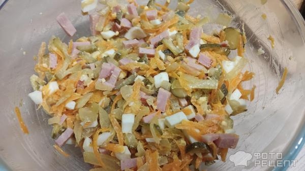 Рецепт: Салат с ветчиной и овощами - с яйцом Рецепт: Салат с ветчиной и овощами - с яйцом