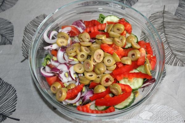 Рецепт: Салат "Свежий микс" - с пикантной заправкой