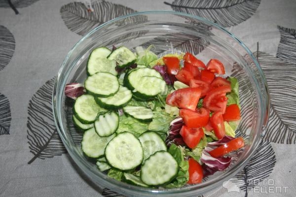 Рецепт: Салат "Свежий микс" - с пикантной заправкой